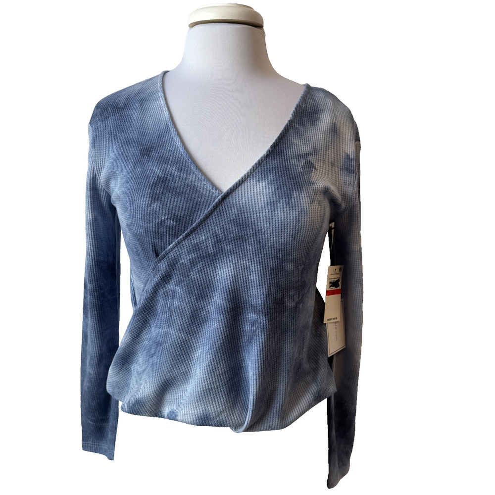 1 State NWT Women’s XS Boho Indigo Tie Dye Thermal Wrap Top Soft Coastal Beach